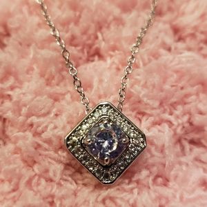 Stunning Silver Halo Cubic Zirconia Pendant